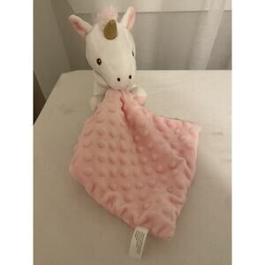 Walgreens Moon And Stars White Pink Unicorn Lovey Security Blanket Plush Minky